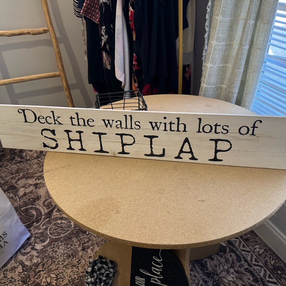 Williams Sonoma Cream and Black Shiplap Wall Art